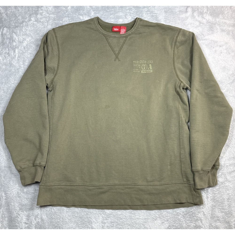 Vintage Mossimo Sweatshirt Men Large Olive Green Army Military Y2K